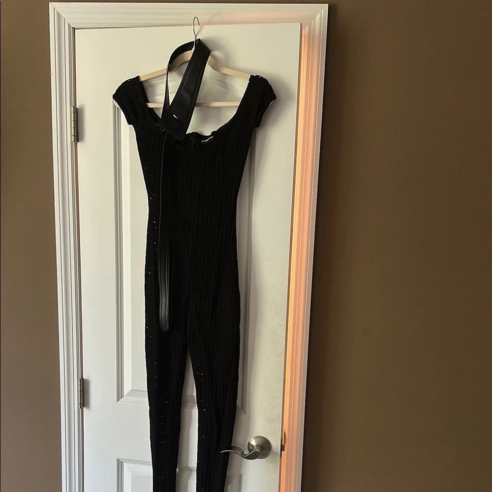 NWOT Maniere De Voir Black Knit Jumpsuit - Picture 6 of 13